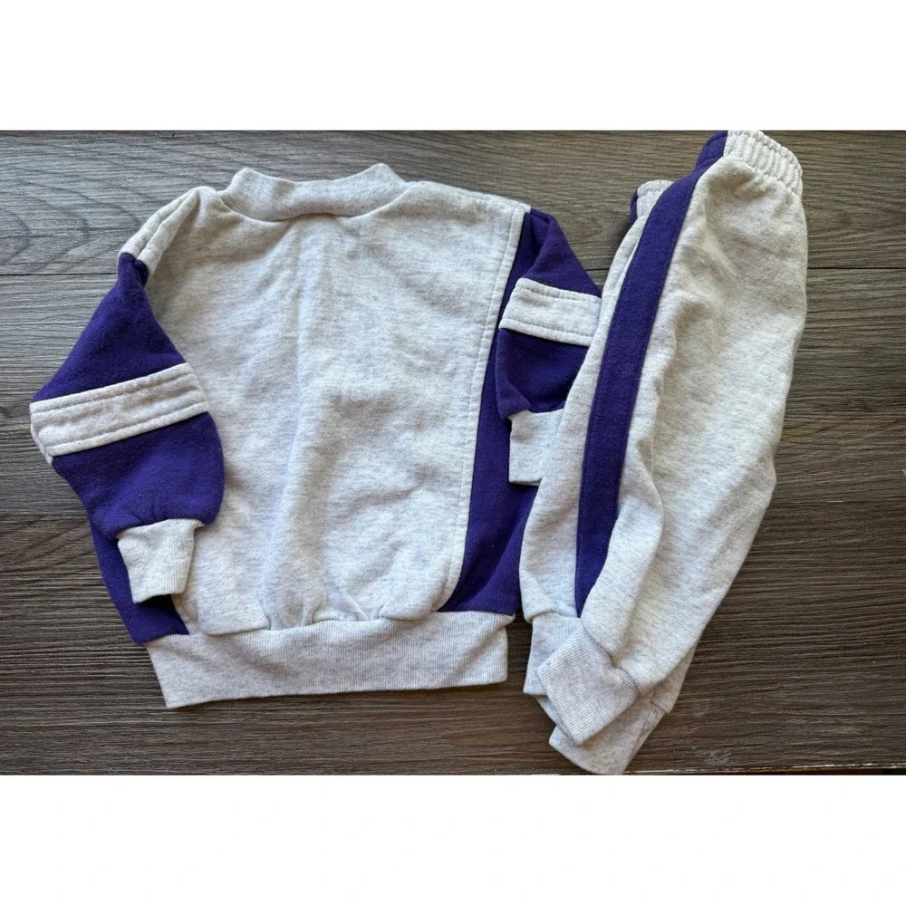 Kids Little King St Thomas‎ Sweatshirt Pants Set Gray Purple 12 Months